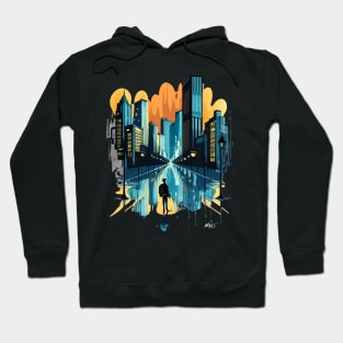 Urban Abstract Cityscape Graphic Tee | Modern Skyline Watercolor Hoodie